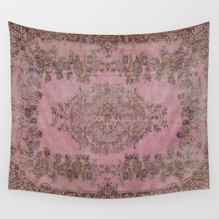 pink oriental vintage carpet Wall Tapestry