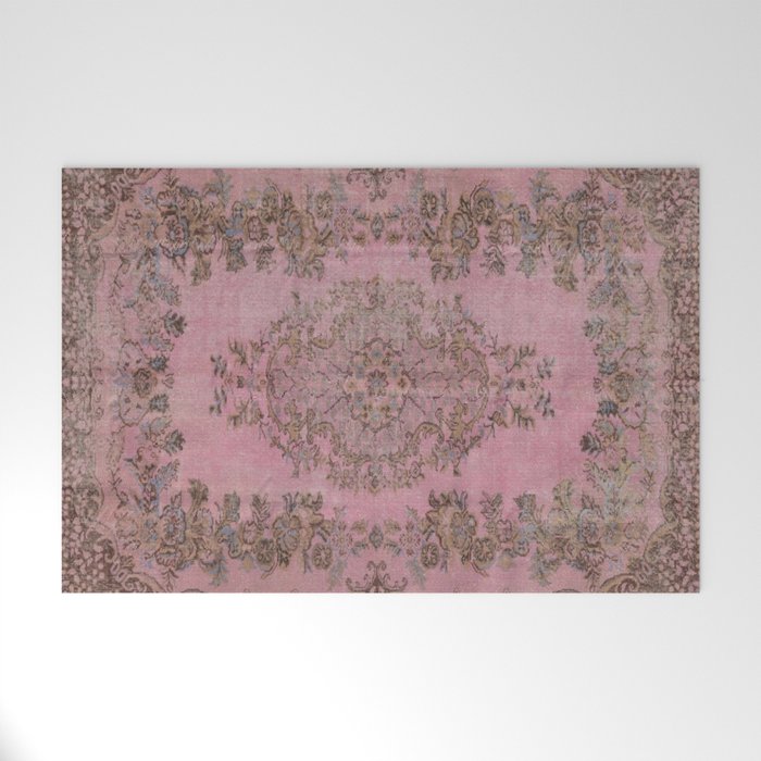 pink oriental vintage carpet Welcome Mat Gallery Image 1