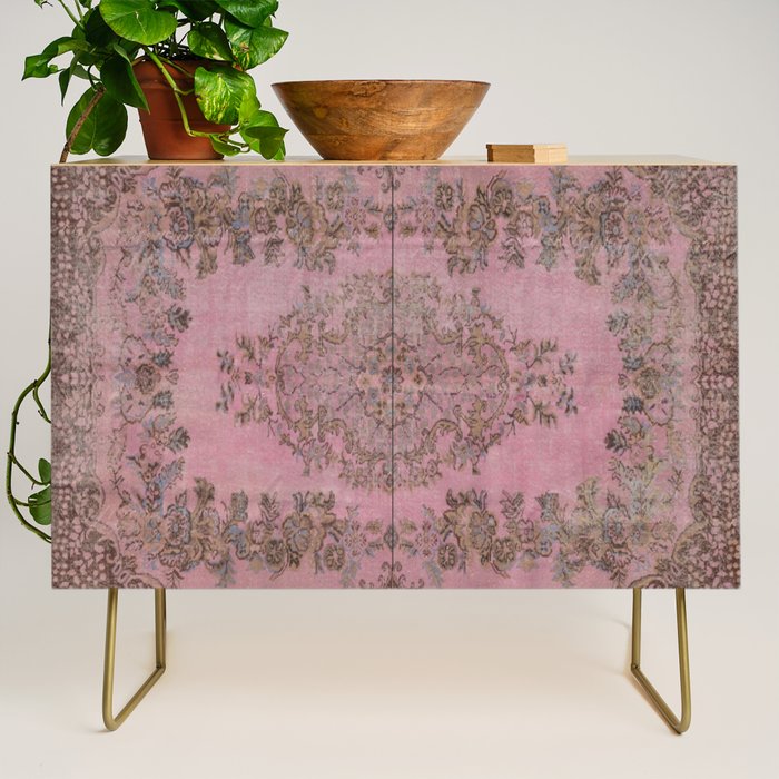 pink oriental vintage carpet Credenza Gallery Image 1