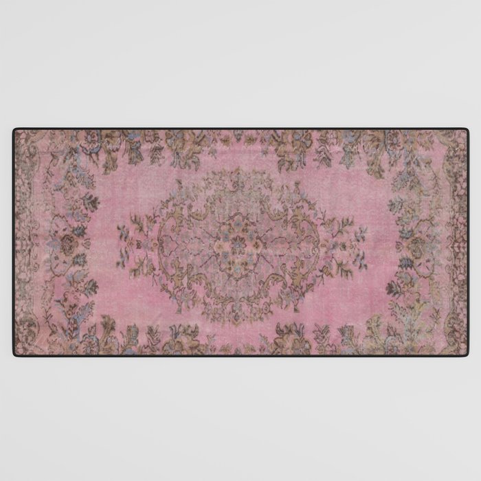 pink oriental vintage carpet Desk Mat Gallery Image 3