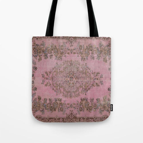 Pink Oriental Vintage Carpet Tote Bag Gallery Image 1