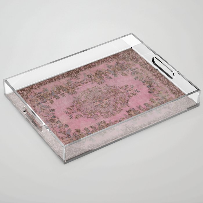 pink oriental vintage carpet Acrylic Tray Gallery Image 1