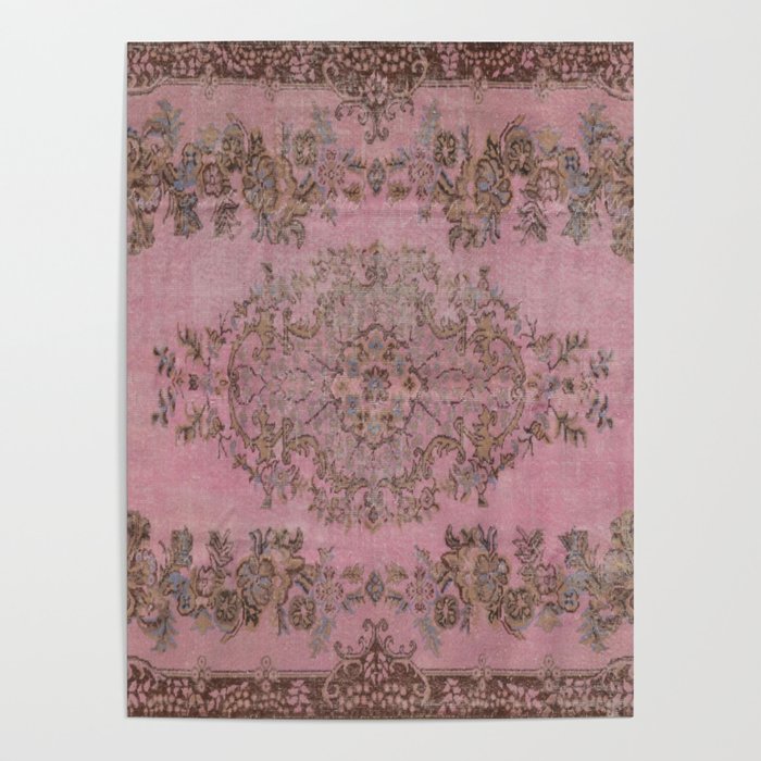 pink oriental vintage carpet Poster Gallery Image 4