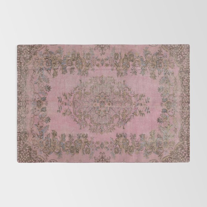 pink oriental vintage carpet Rug Gallery Image 2
