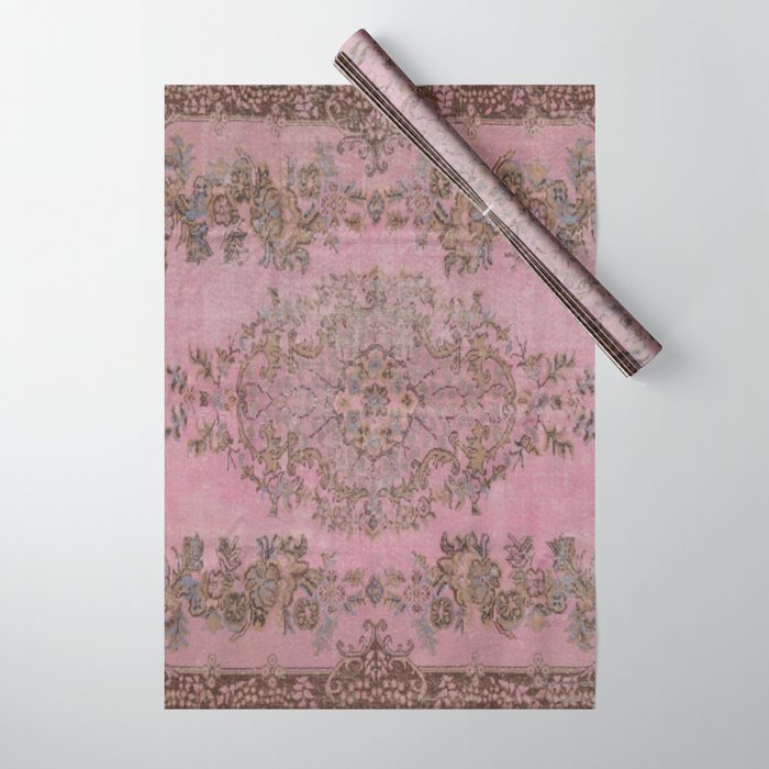 pink oriental vintage carpet Wrapping Paper Gallery Image 1