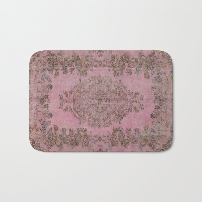 pink oriental vintage carpet Bath Mat Gallery Image 1