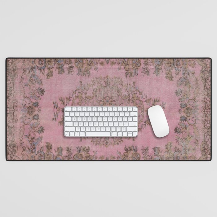 pink oriental vintage carpet Desk Mat Gallery Image 1