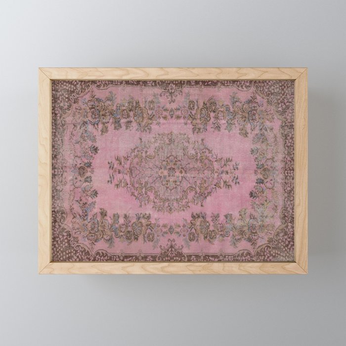 pink oriental vintage carpet Mini Art Print Gallery Image 1