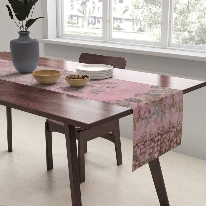 pink oriental vintage carpet Table Runner Gallery Image 2