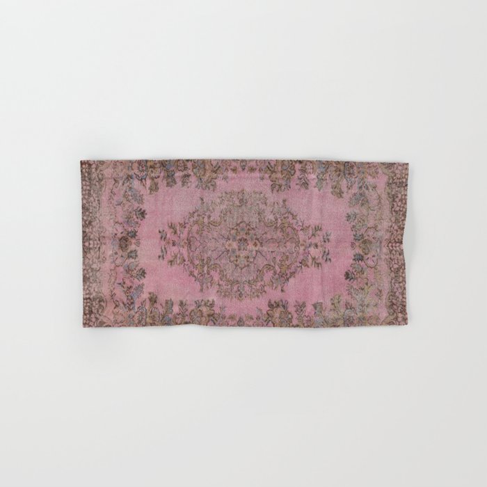 pink oriental vintage carpet Bath Towel Gallery Image 1
