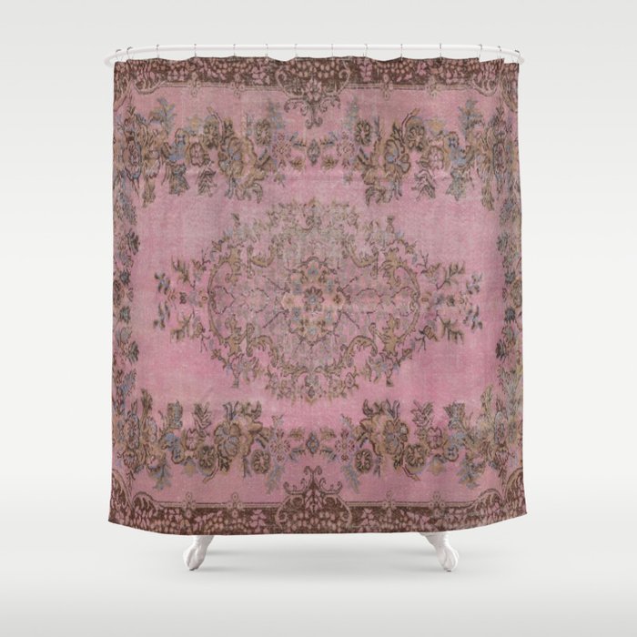 pink oriental vintage carpet Shower Curtain Gallery Image 1