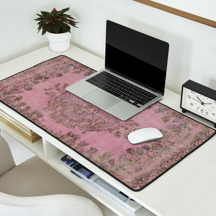 pink oriental vintage carpet Desk Mat Gallery Image 2