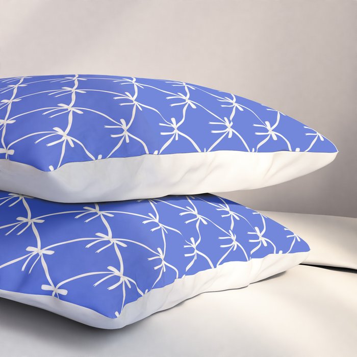 Bows & Ribbons Pattern XLVIII Bright Blue Pillow Sham Gallery Image 3