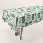 Tropical Tiki - Cream & Aqua Tablecloth Gallery Image 1