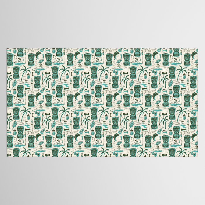 Tropical Tiki - Cream & Aqua Tablecloth Gallery Image 2