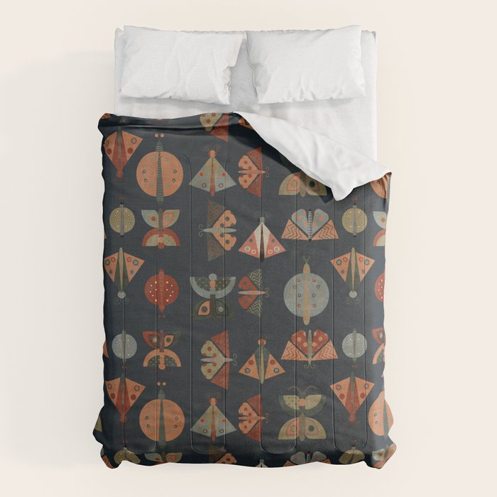 moths butterflies fall mid mod 1 Comforter Gallery Image 6