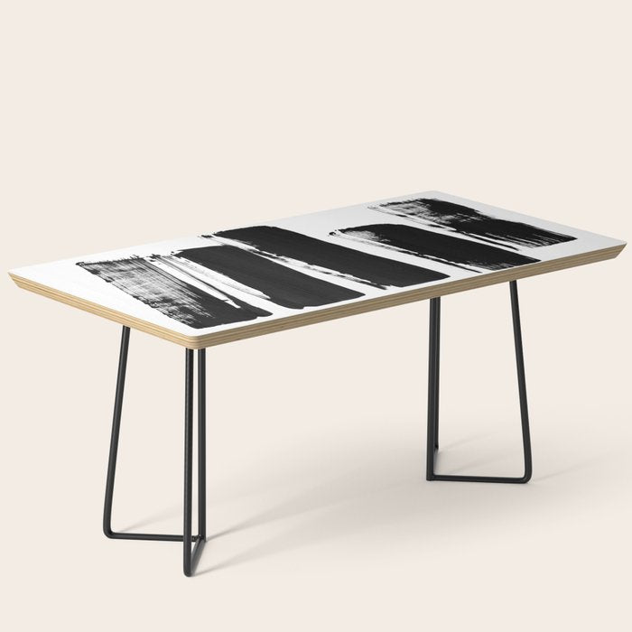 Stripes Black & White Minimalist Abstract Mid century Ink Art Dark Brush Strokes Coffee Table Gallery Image 1