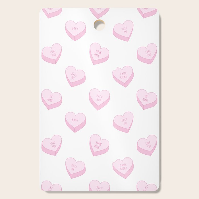 Pink love heart candy pattern Cutting Board Gallery Image 1