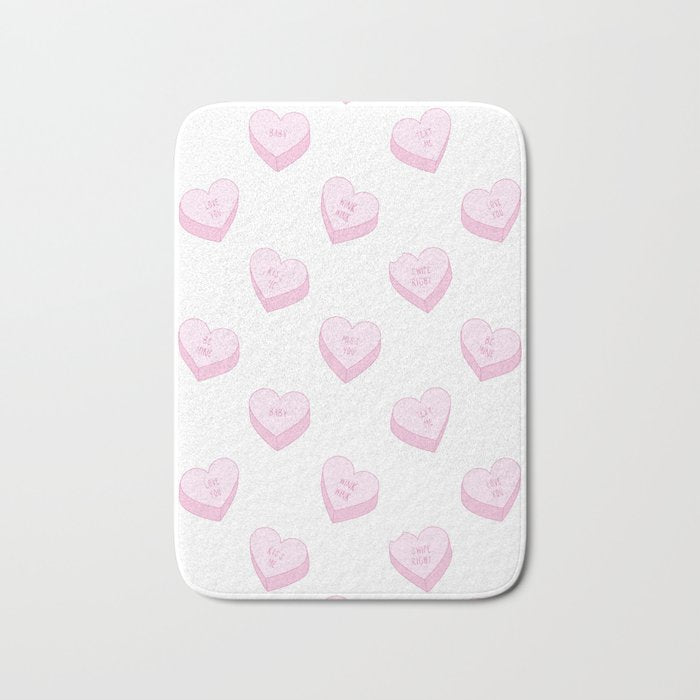 Pink love heart candy pattern Bath Mat Gallery Image 1