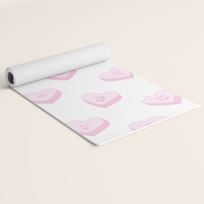 Pink love heart candy pattern Yoga Mat Gallery Image 2