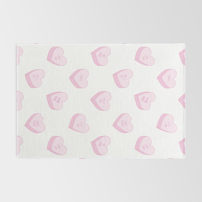 Pink love heart candy pattern Rug Gallery Image 2