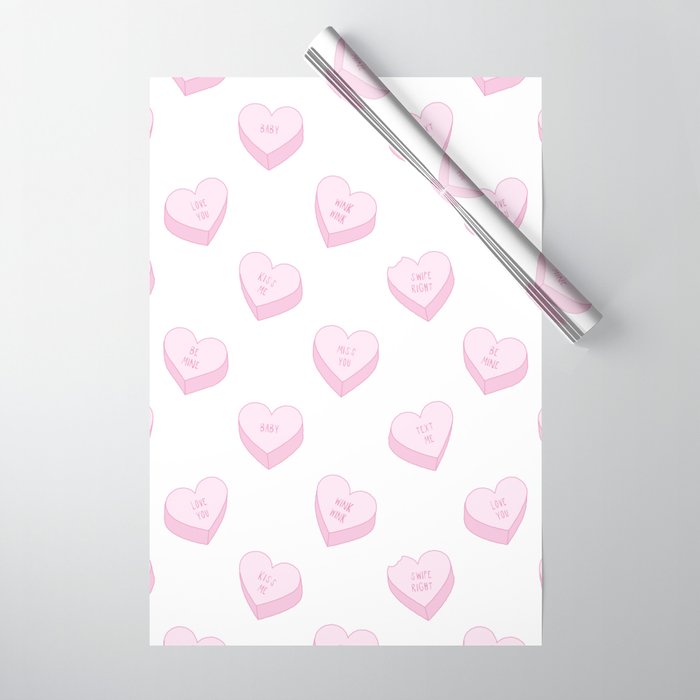 Pink love heart candy pattern Wrapping Paper Gallery Image 1