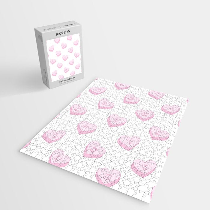 Pink love heart candy pattern Jigsaw Puzzle Gallery Image 2