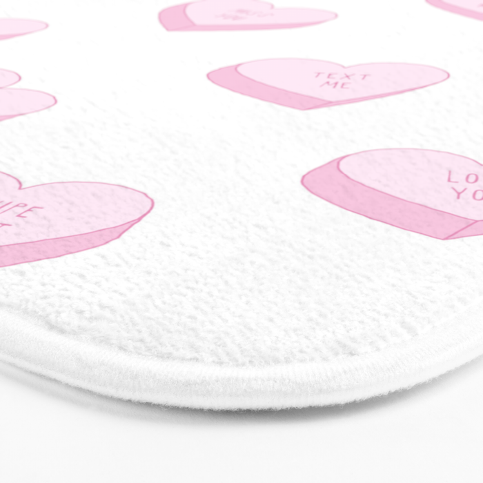Pink love heart candy pattern Bath Mat Gallery Image 3