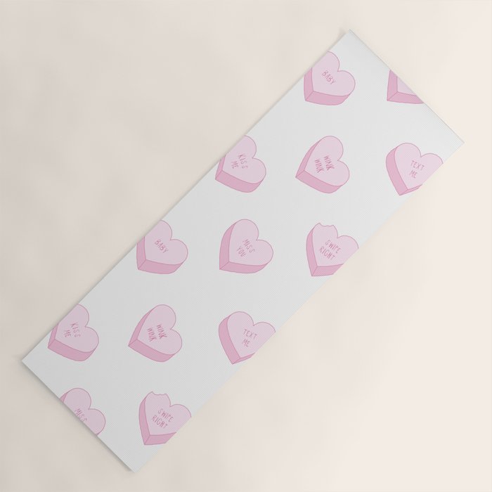Pink love heart candy pattern Yoga Mat Gallery Image 1