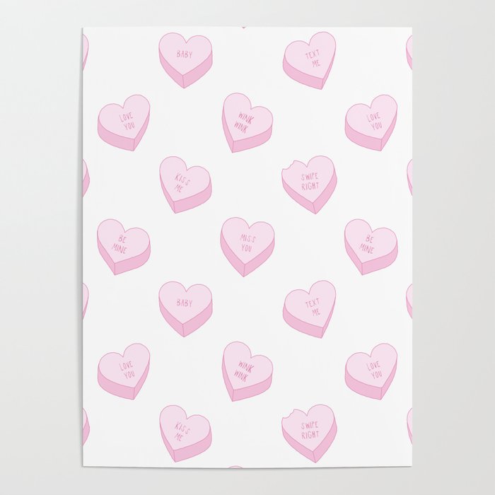 Pink love heart candy pattern Poster Gallery Image 4