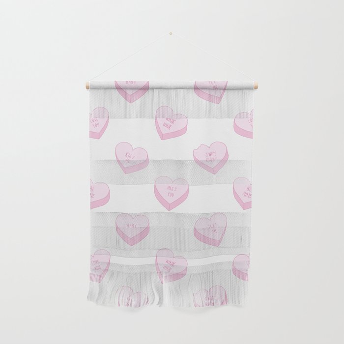 Pink love heart candy pattern Wall Hanging Gallery Image 1