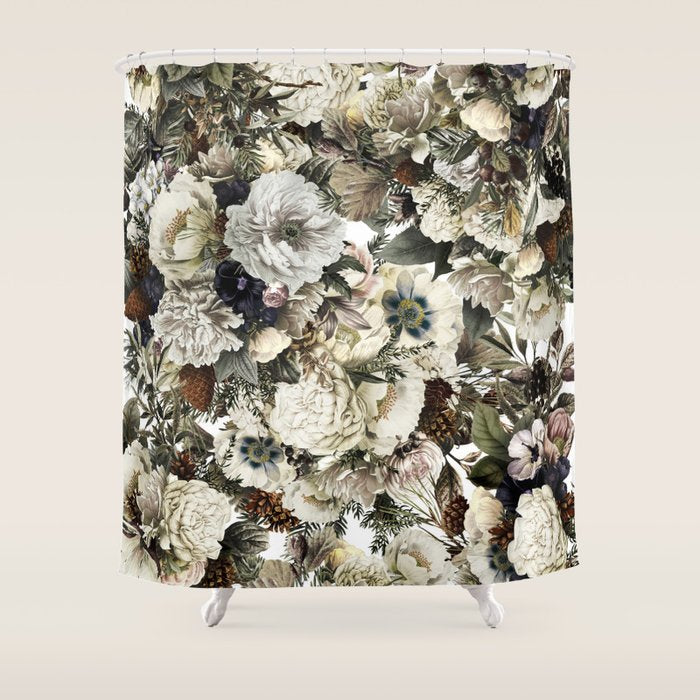 Christmas Vintage Floral Shower Curtain Gallery Image 1