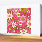 Groovy Retro Floral Garden 60s 70s Pattern in Pink Avocado Brown  Wall Mural Gallery Image 2