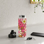 Groovy Retro Floral Garden 60s 70s Pattern in Pink Avocado Brown  Water Bottle Gallery Image 4