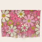 Groovy Retro Floral Garden 60s 70s Pattern in Pink Avocado Brown  Wall Hanging Gallery Image 1