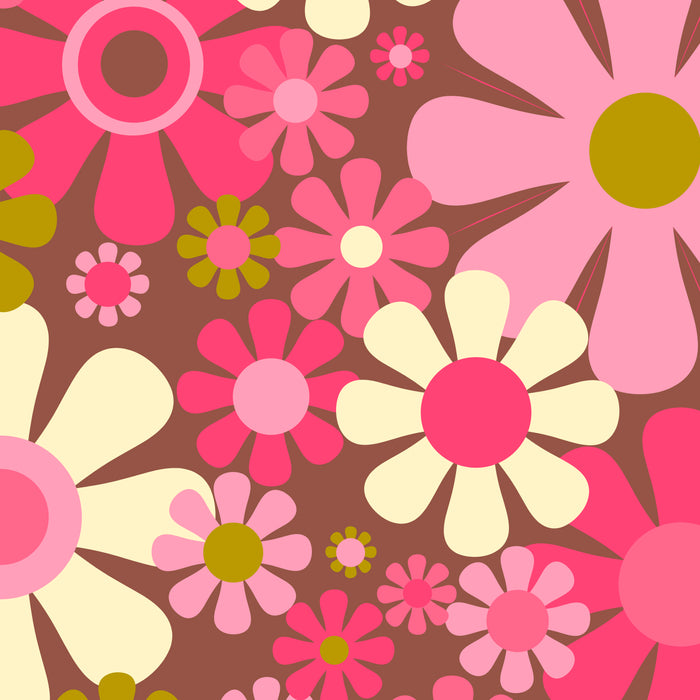 Groovy Retro Floral Garden 60s 70s Pattern in Pink Avocado Brown  Coffee Mug Gallery Image 2
