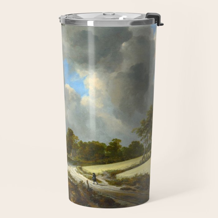 Wheat Fields by Jacob van Ruisdael landscape oil painting Travel Mug Gallery Image 2
