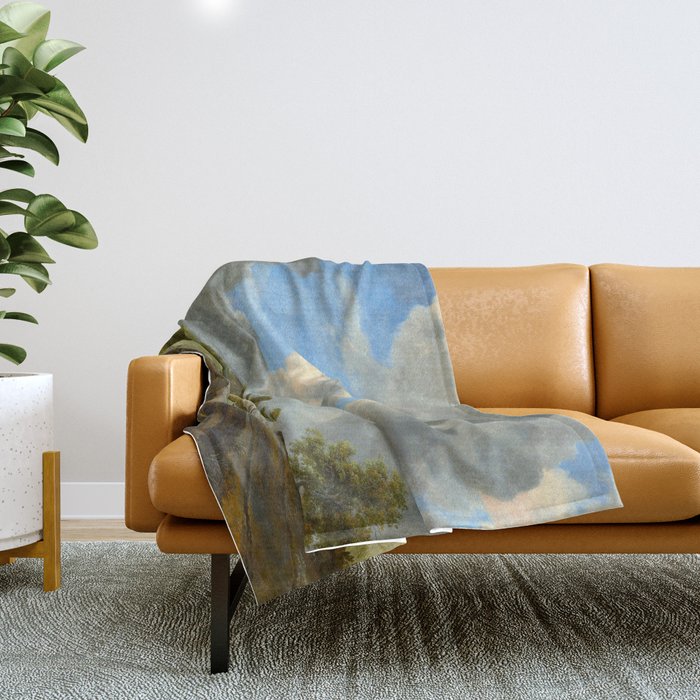 Wheat Fields by Jacob van Ruisdael landscape oil painting Throw Blanket Gallery Image 1