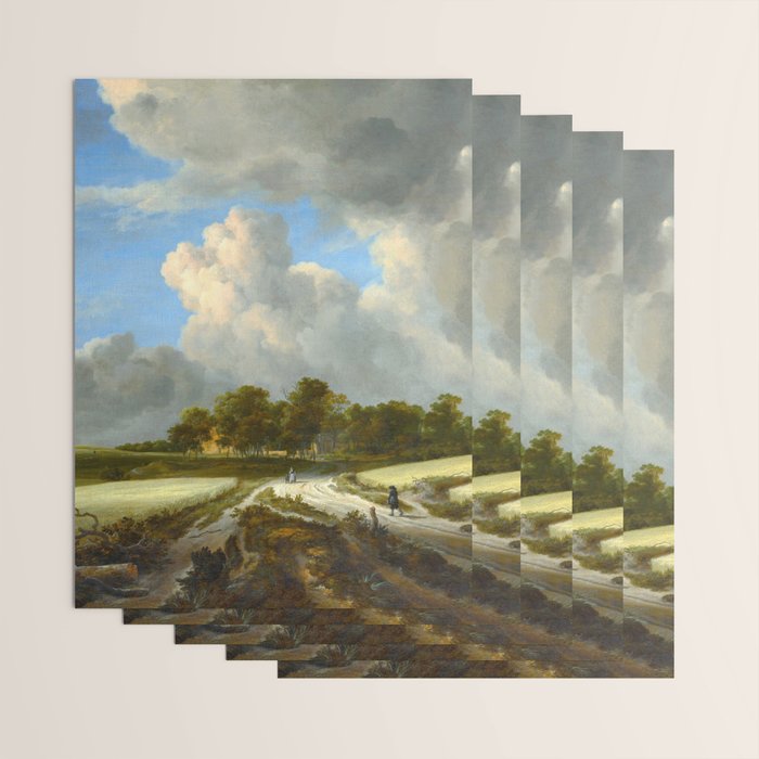 Wheat Fields by Jacob van Ruisdael landscape oil painting Wrapping Paper Gallery Image 3