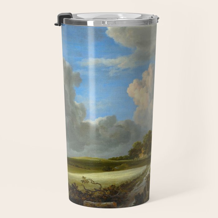 Wheat Fields by Jacob van Ruisdael landscape oil painting Travel Mug Gallery Image 3
