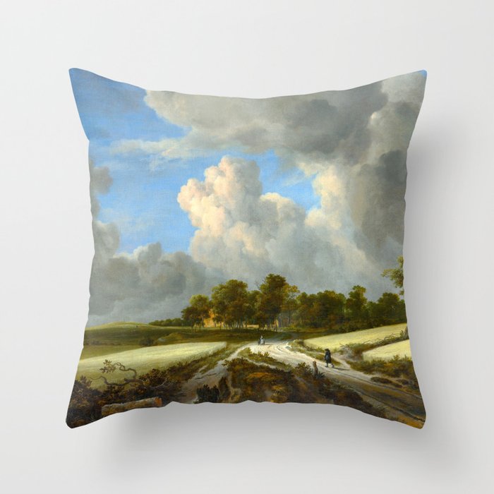 Wheat Fields by Jacob van Ruisdael landscape oil painting Throw Pillow Gallery Image 6