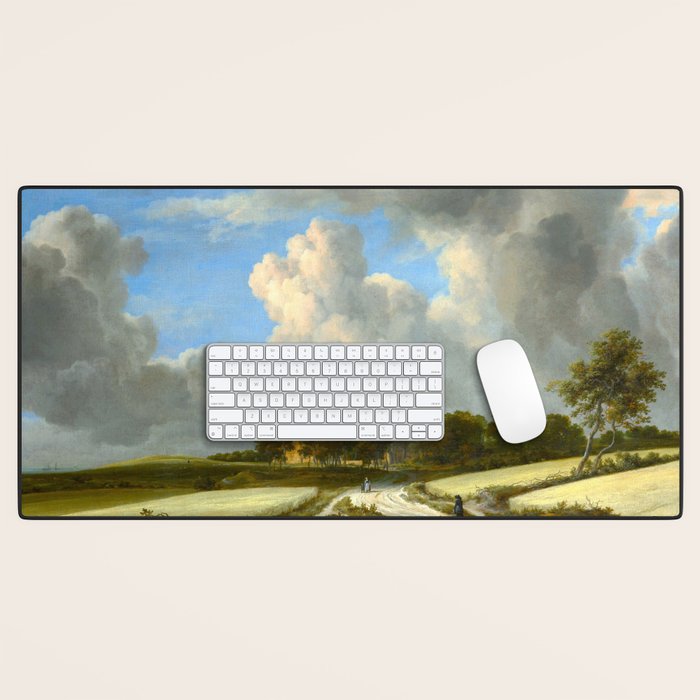 Wheat Fields by Jacob van Ruisdael landscape oil painting Desk Mat Gallery Image 1