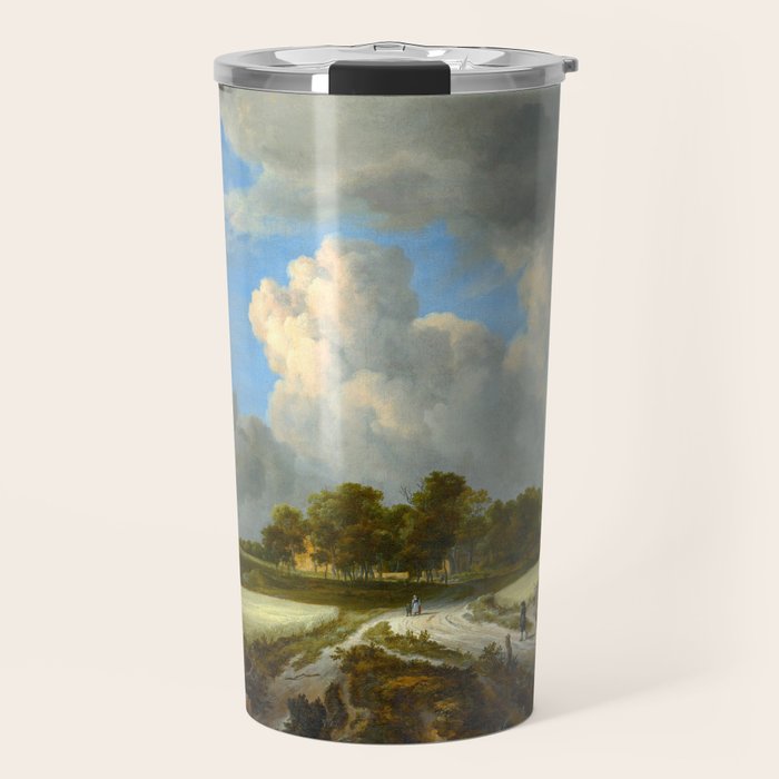 Wheat Fields by Jacob van Ruisdael landscape oil painting Travel Mug Gallery Image 1