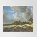 Wheat Fields by Jacob van Ruisdael landscape oil painting Throw Blanket Gallery Image 2