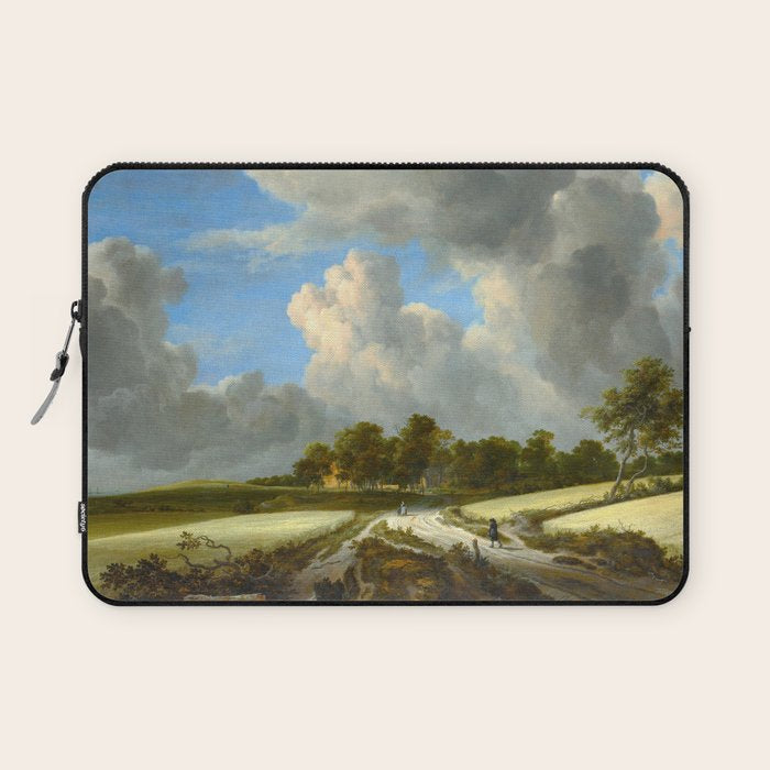 Wheat Fields by Jacob van Ruisdael landscape oil painting Laptop Sleeve Gallery Image 1