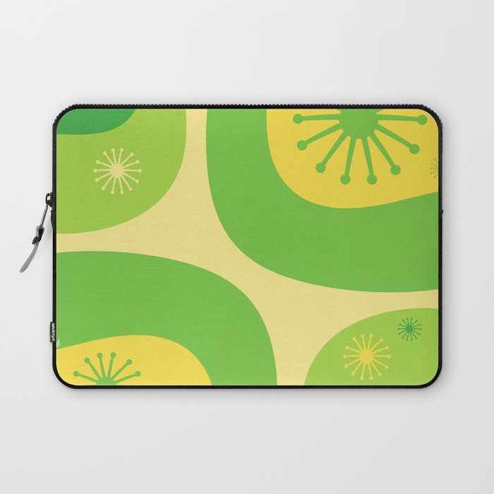 Mid Century Modern Atomic Groove Retro Abstract Pattern Lime Green and Yellow Laptop Sleeve Gallery Image 1