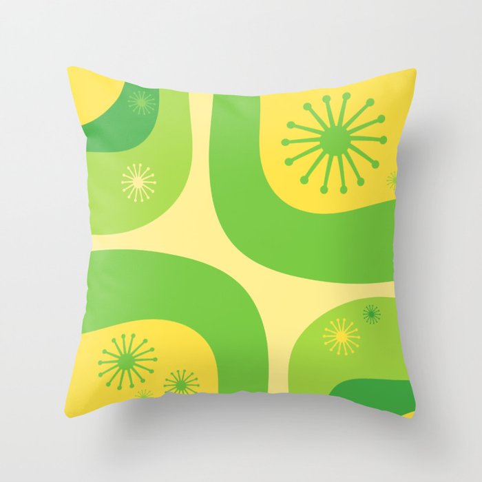 Mid Century Modern Atomic Groove Retro Abstract Pattern Lime Green and Yellow Throw Pillow Gallery Image 6