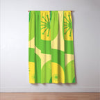 Mid Century Modern Atomic Groove Retro Abstract Pattern Lime Green and Yellow Window Curtain Gallery Image 3