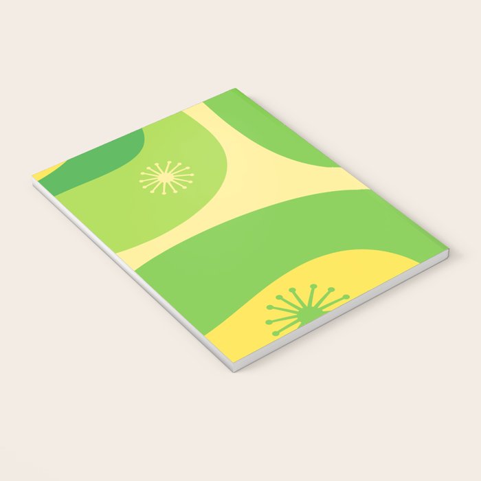 Mid Century Modern Atomic Groove Retro Abstract Pattern Lime Green and Yellow Notebook Gallery Image 3