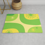 Mid Century Modern Atomic Groove Retro Abstract Pattern Lime Green and Yellow Rug Gallery Image 1